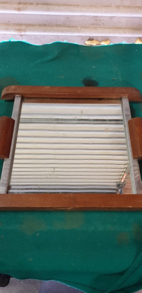 dienblad vintage, met hout spiegel en metaal, Huis en Inrichting, Woonaccessoires | Dienbladen, Ophalen of Verzenden, 'T Olde Gre-j