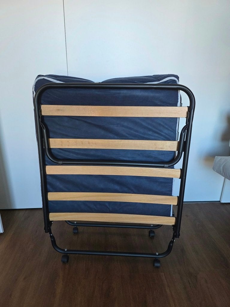 ZGAN verrijdbaar logeerbed / vouwbed / opklapbed / inklapbed, Ophalen, Eenpersoons, Blauw, 190 cm of minder