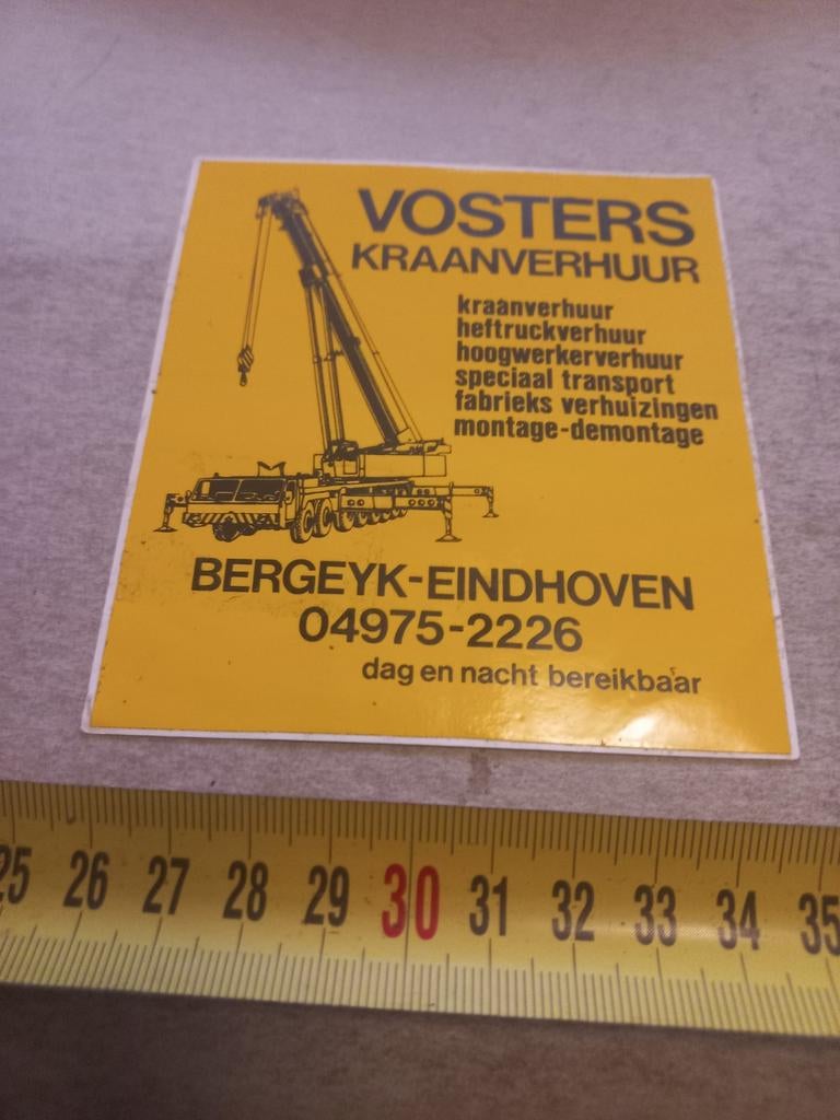 Kraanverhuur vosters bergeyk eindhoven, Verzamelen, Stickers, Ophalen of Verzenden, Zo goed als nieuw