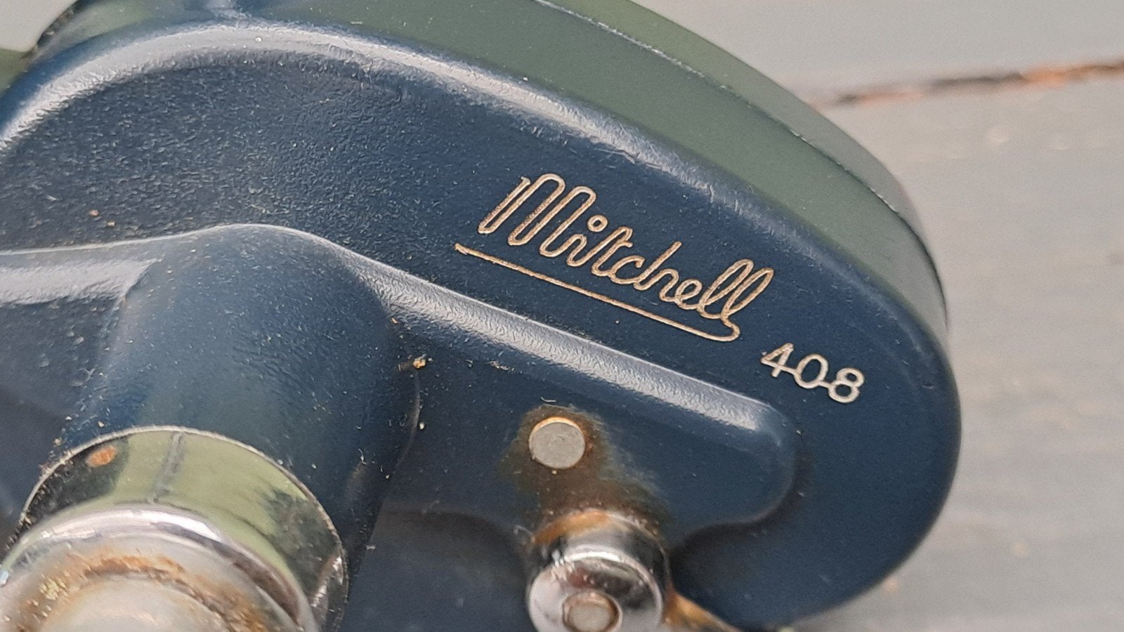 Vintage Mitchell 408 High Speed vismolen - Made in France, Gebruikt, Molen, Niet bekend, geproduceerd in Frankrijk, Ophalen of Verzenden