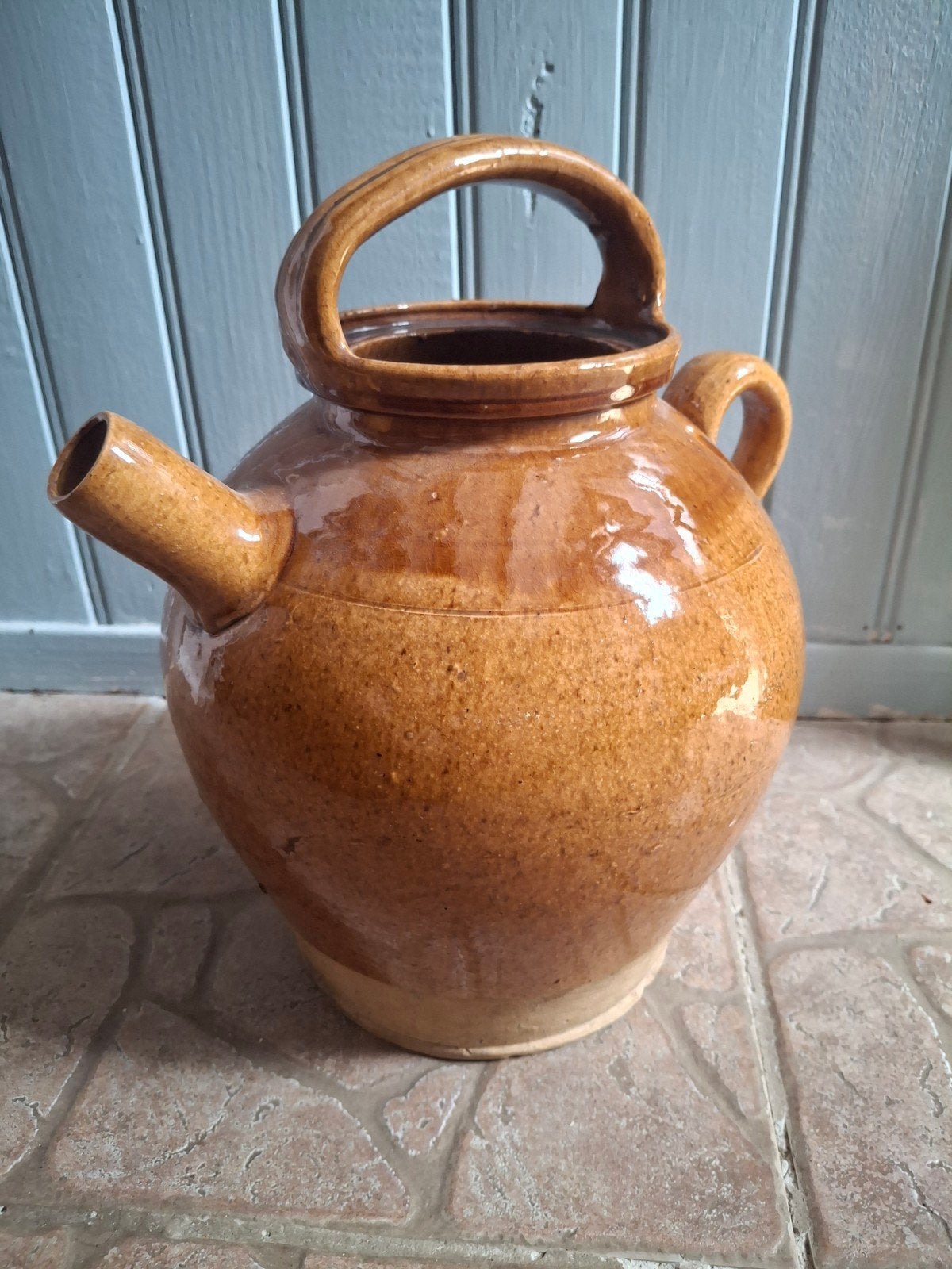Antieke Franse aardewerken confit/greskruik, Ophalen of Verzenden