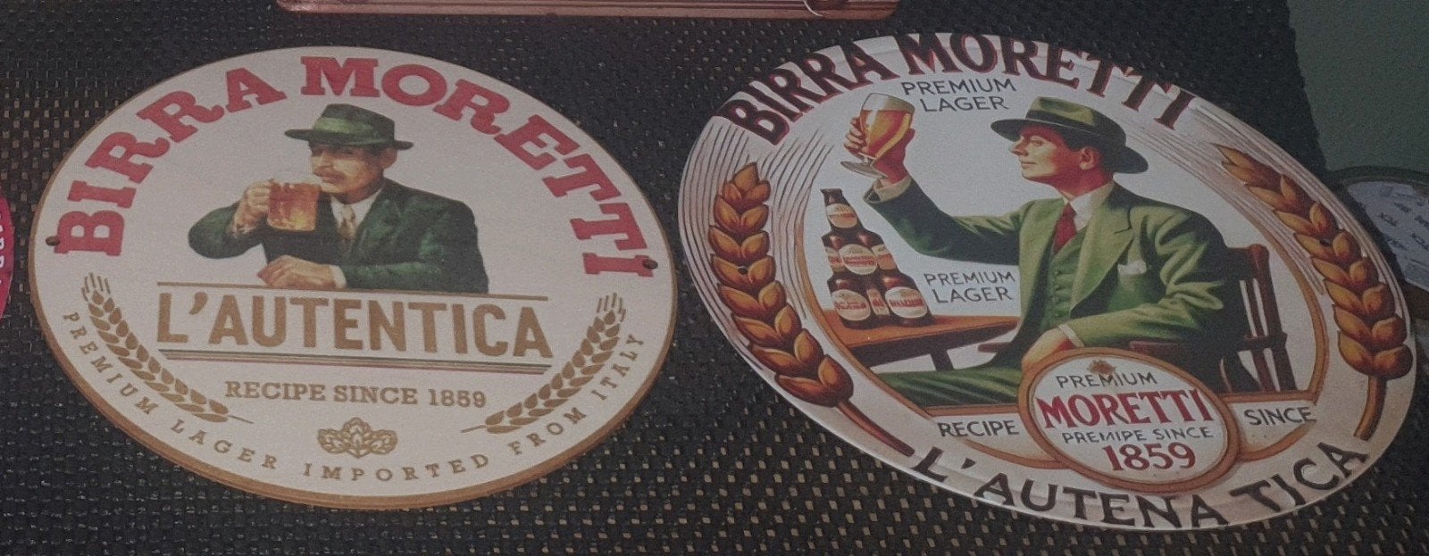 2 Birra Moretti wandborden voor man cave/bar, Ø 20 cm, Verzamelen, Ophalen of Verzenden, Nieuw