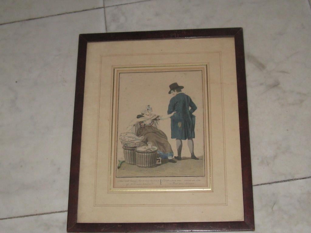 Visverkoopster   Gravure ca 1810, Antiek en Kunst, Dagelijks leven, 1800 - 1899, Ophalen of Verzenden, 37 cm