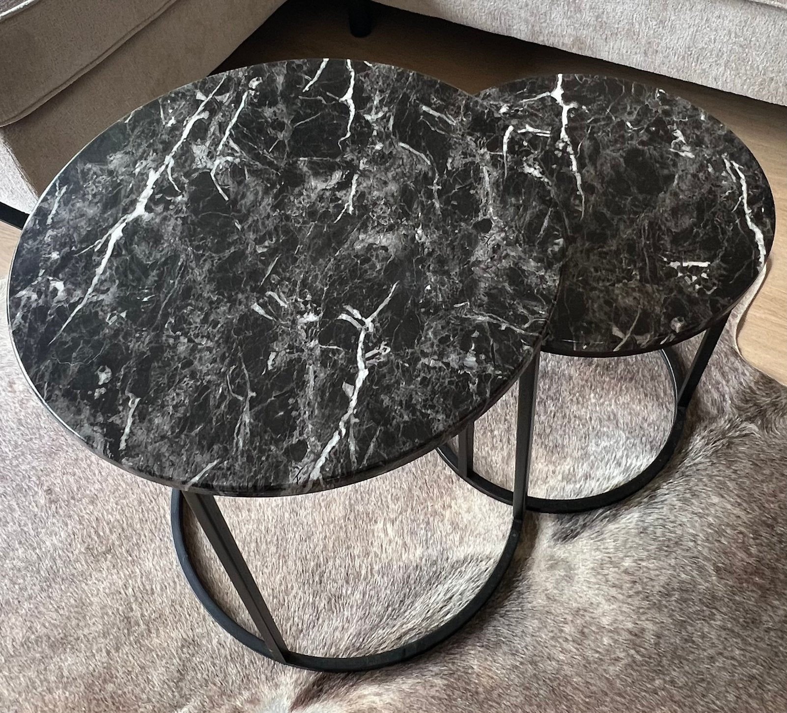 Salontafel set rond, Huis en Inrichting, Tafels | Salontafels, Ophalen, Rond, 50 tot 100 cm, Zo goed als nieuw