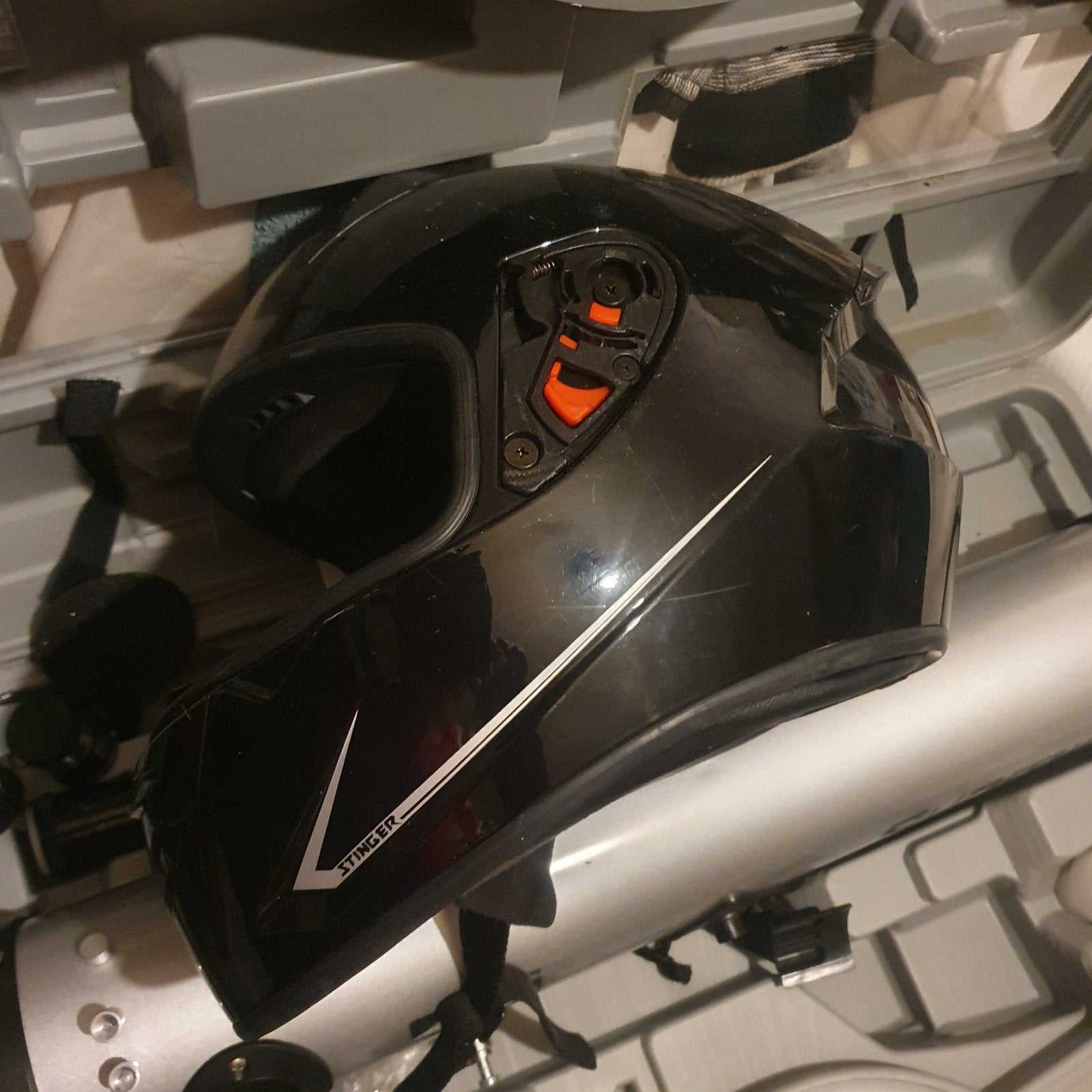 Zwarte integraalhelm - Stinger, Motoren, Overige merken, M, Heren, Ophalen of Verzenden
