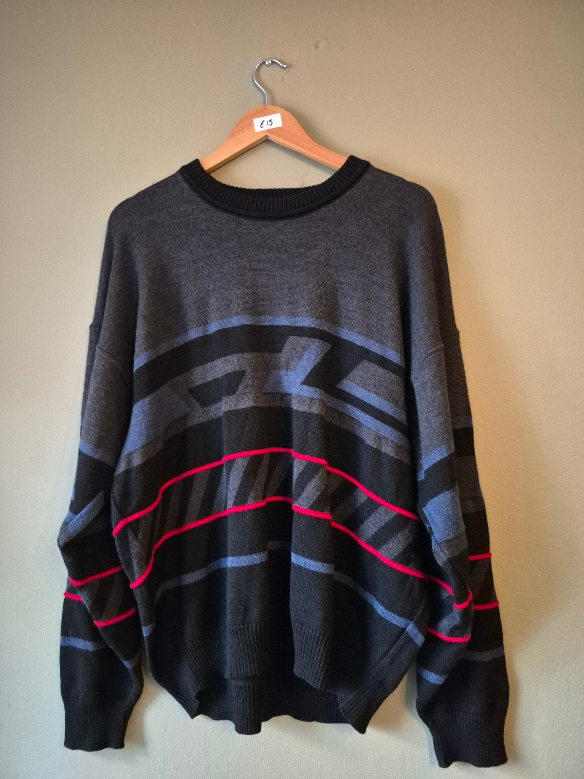 Vintage Hp Roessler Grandpa Sweater - Blauw/Zwart/Rood, Kleding | Heren, Maat 52/54 (L), Meerkleurig, Vintage dressing, Ophalen of Verzenden