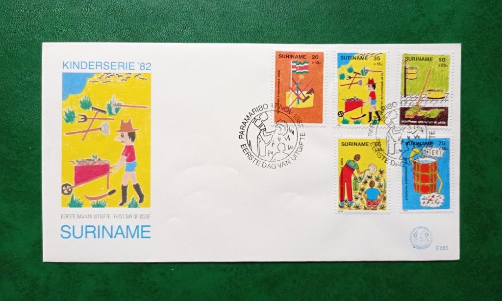 Suriname - FDC nr E065 - Kinderserie 1982, Postzegels en Munten, Postzegels | Eerstedagenveloppen, Verzenden, Onbeschreven, Rest van de wereld