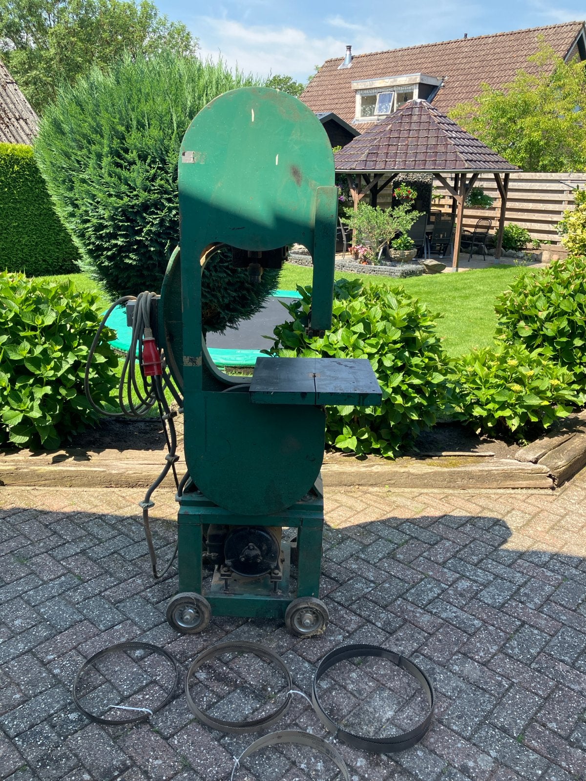 Lintzaag op krachtstroom 16A met 4 extra lintzagen, Ophalen of Verzenden, Gebruikt, Lintzaag