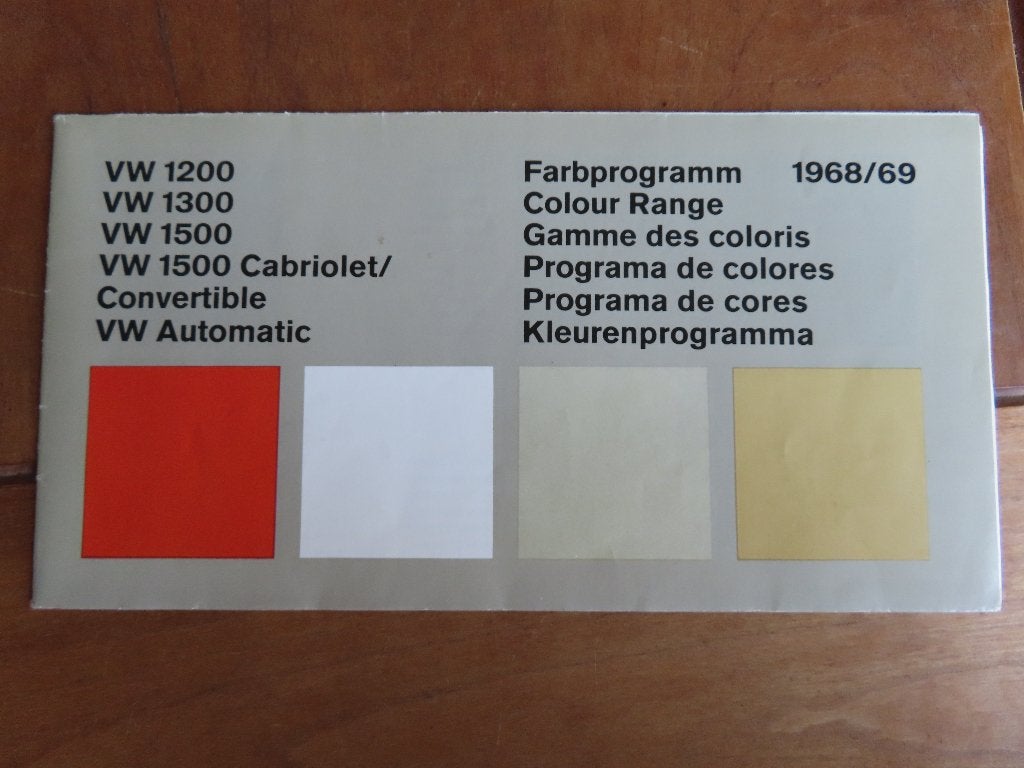 Folder Volkswagen Kever kleuren 1968-1969, Volkswagen, Ophalen of Verzenden, Zo goed als nieuw, Volkswagen