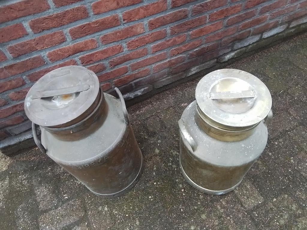 3 keer melk bussen oude kijk foto.s, Ophalen of Verzenden, Gebruikt