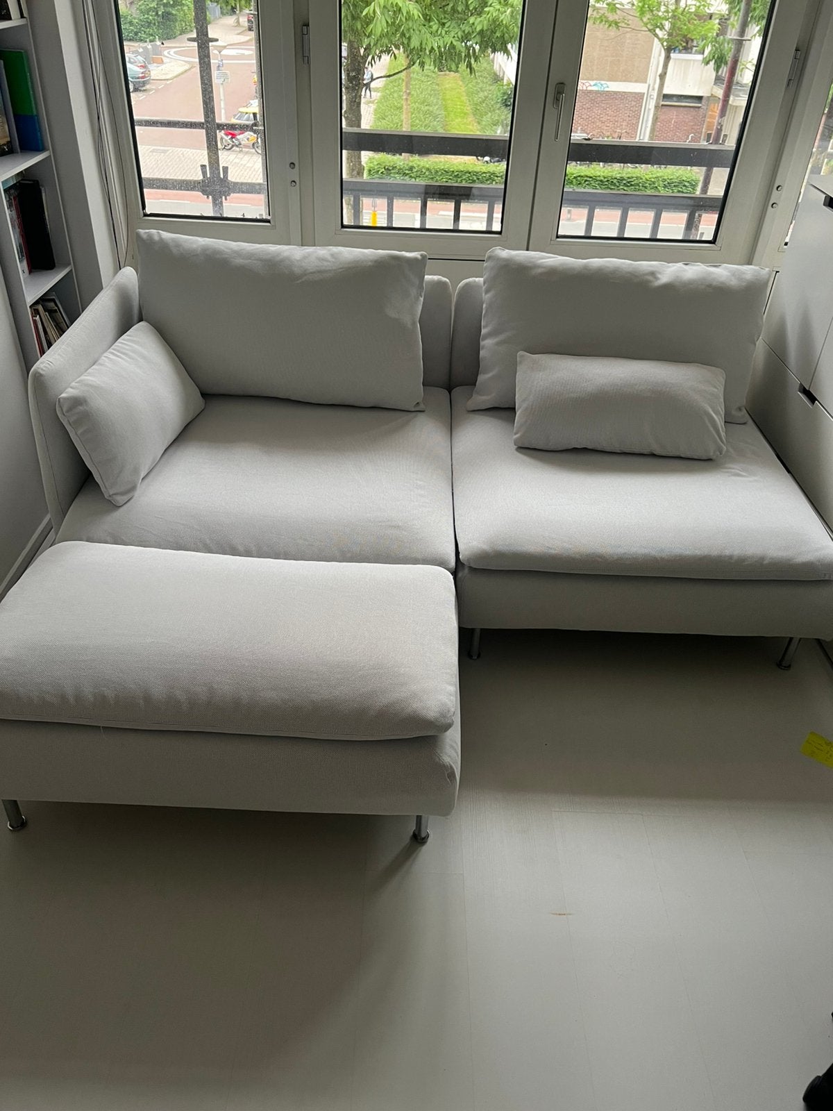 IKEA Söderhamn bank met chaise longue -wit, Ophalen, Gebruikt, 100 tot 125 cm, Driepersoons