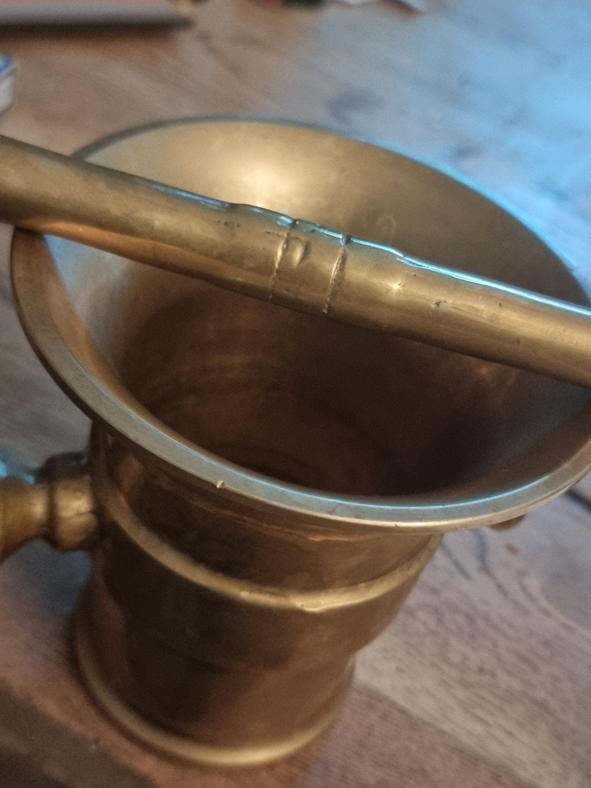 Antieke Koperen Vijzel met Stamper, Ophalen of Verzenden