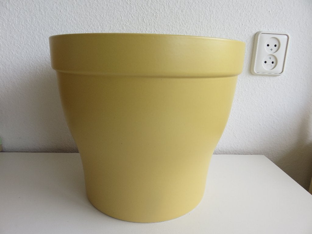 Gele aardewerken grote bloempot, Tuin en Terras, Rond, Binnen, Zo goed als nieuw, Minder dan 40 cm