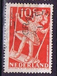 Nederland 511 Kinderzegel Meisje op schommel s GRAVENHAGE3, Verzenden, Gestempeld, Overige thema's