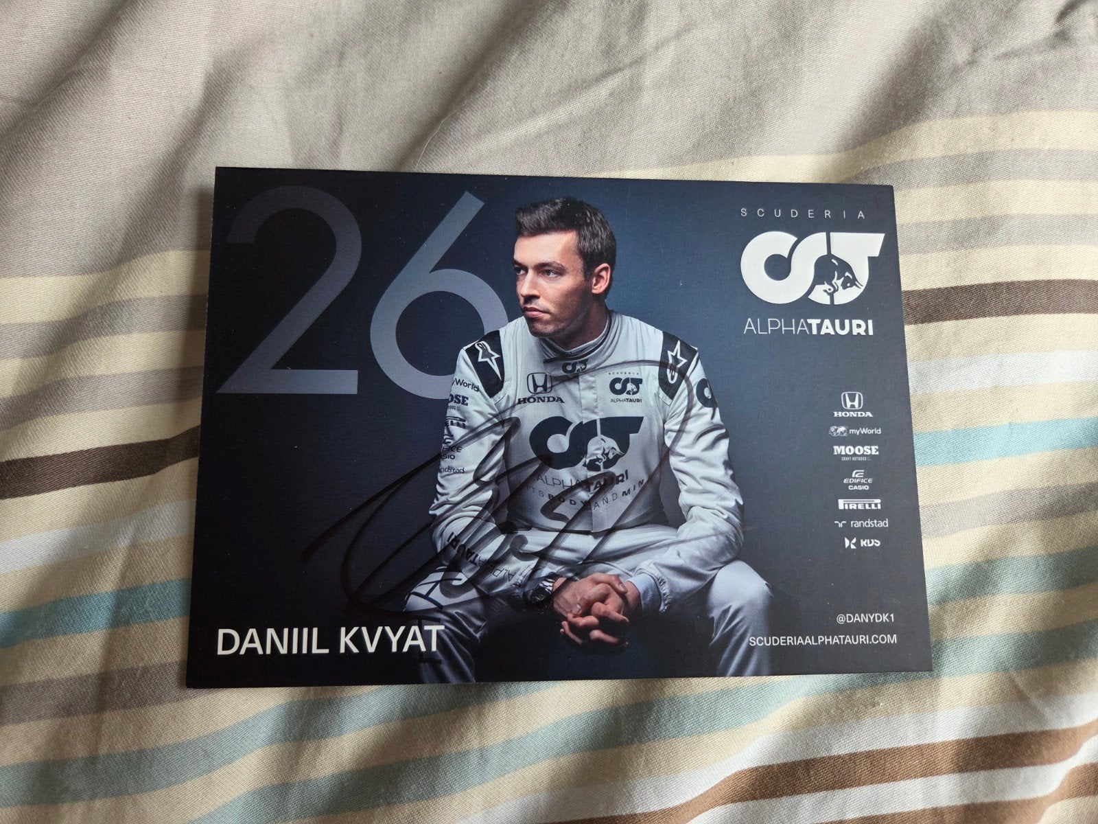 Handgesigneerde Drivercard Daniil Kvyat - AlphaTauri F1, Ophalen of Verzenden, Nieuw, Formule 1