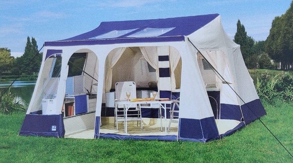 Jametic Blue Style vouwwagen, Caravans en Kamperen, Vouwwagens, Jamet, tot en met 6, Meerkleurig, Aanwezig, Ophalen