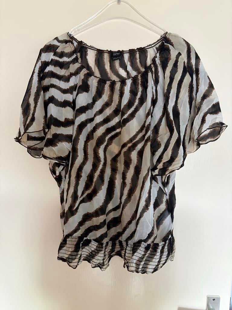 Esprit Collection Zebra Print Blouse Maat 36 (S), Zwart, Ophalen of Verzenden, Zo goed als nieuw, Korte mouw