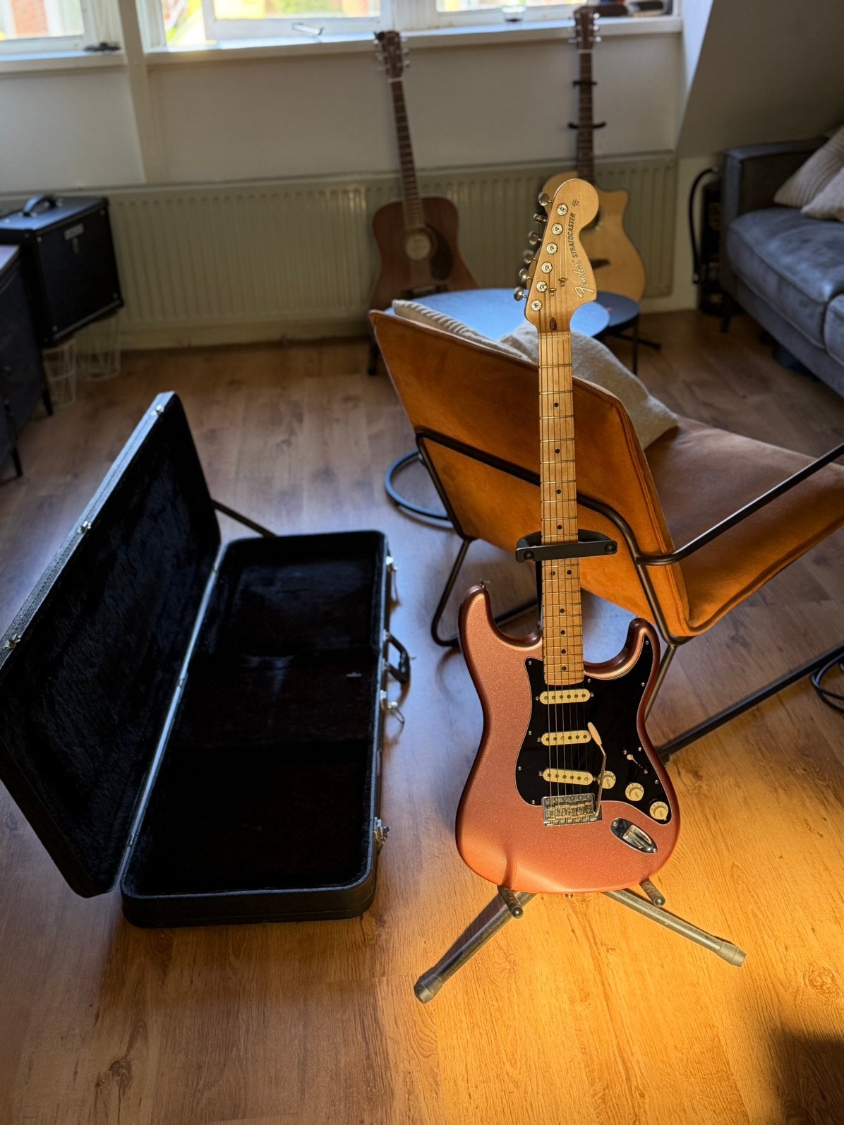Fender American Performer Stratocaster MN – Penny, Muziek en Instrumenten, Ophalen, Zo goed als nieuw, Solid body, Fender