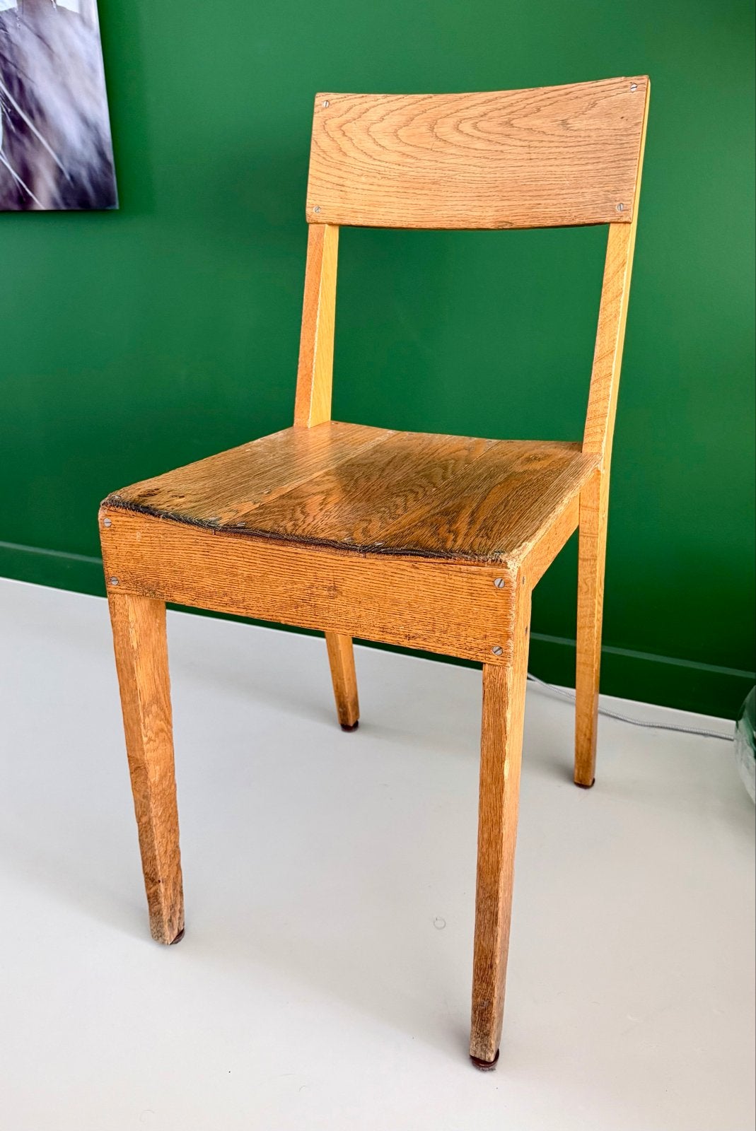 Set van 4 eikenhouten stoelen van Piet Hein Eek, Ophalen