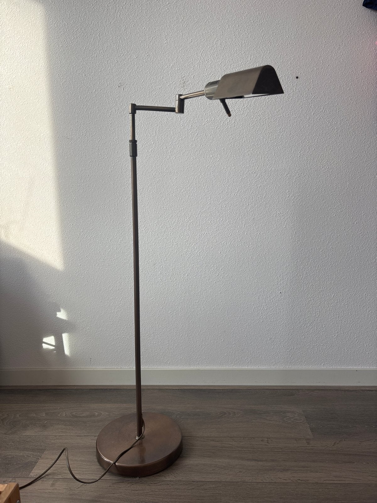 VINTAGE - Verstelbare leeslamp/vloerlamp brons, Ophalen, Gebruikt, Vintage, Overige fittingen