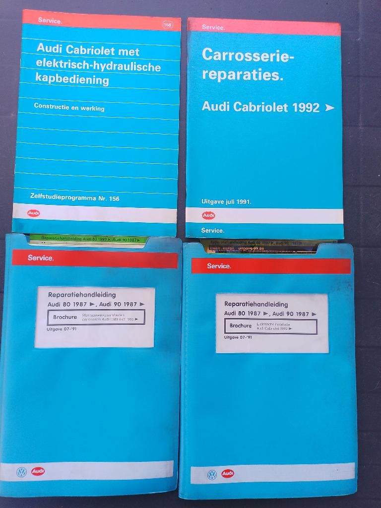 Set werkplaatsboeken Audi 80 Cabrio Dak Elektra carrosserie, Ophalen of Verzenden, Gelezen, Audi