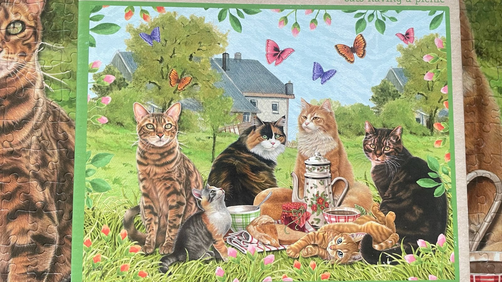 Jumbo puzzel Franciens katten 950  Picknick, Ophalen of Verzenden, 500 t/m 1500 stukjes, Zo goed als nieuw