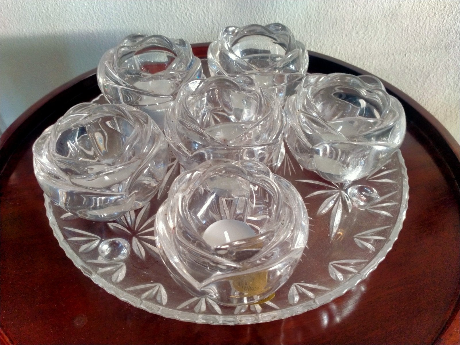 Vintage Adria Lood Kristallen Rozen met Schaal, Antiek en Kunst, Ophalen of Verzenden