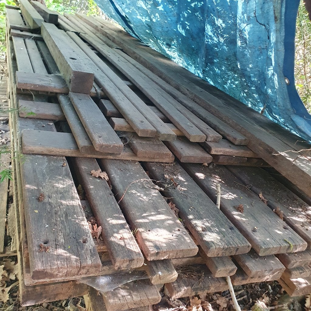 Balken en planken hardhout, Ophalen, Gebruikt, 25 tot 50 mm, Overige typen