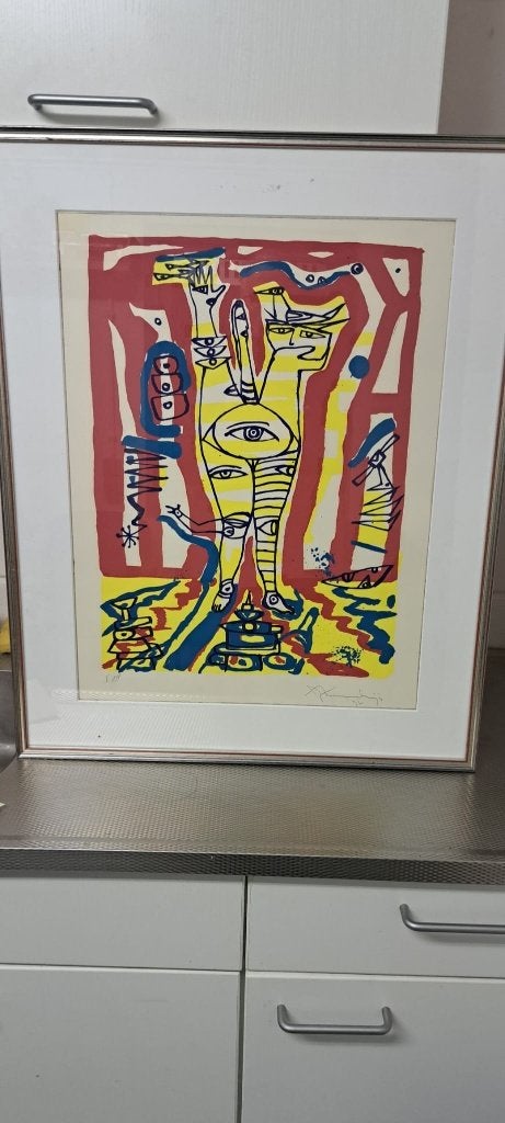 Zeefdruk van Jan Nieuwenhuijs, Gesigneerd, Ophalen of Verzenden, Abstract, Zeefdruk