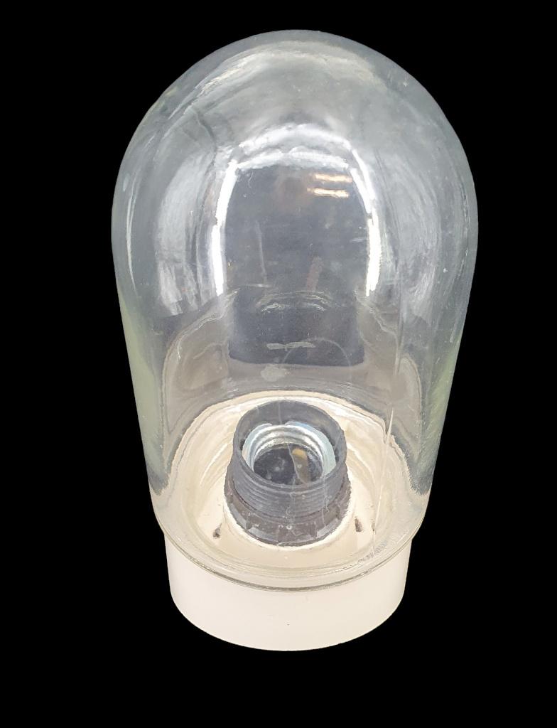 1901 Vintage glazen plafoniere met glazen stallamp lampenkap, Ophalen of Verzenden, Gebruikt, Netvoeding, 50 tot 250 watt