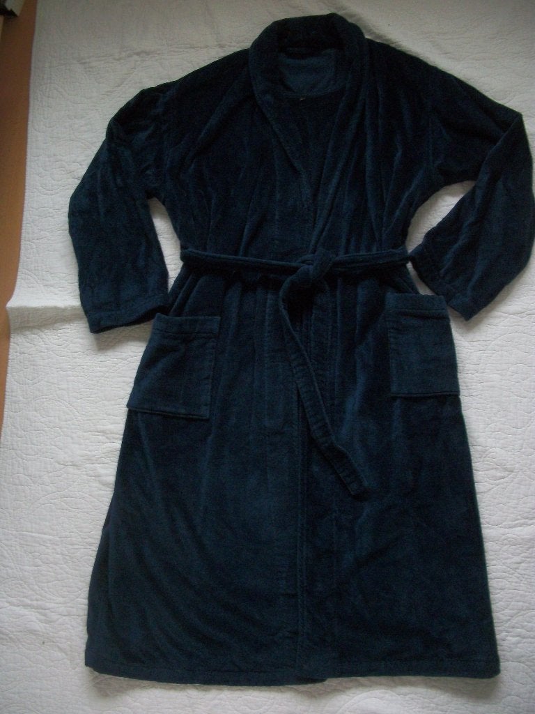 Badjas Vossen - donker Blauw Velours - XL - katoen - zgan, Vossen, Ophalen of Verzenden, Nieuw, Maat 46/48 (XL) of groter