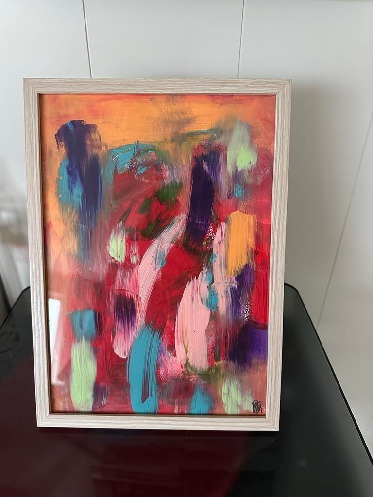 Abstract Acryl Schilderij op Canvas - A4 Formaat, Antiek en Kunst, Ophalen of Verzenden