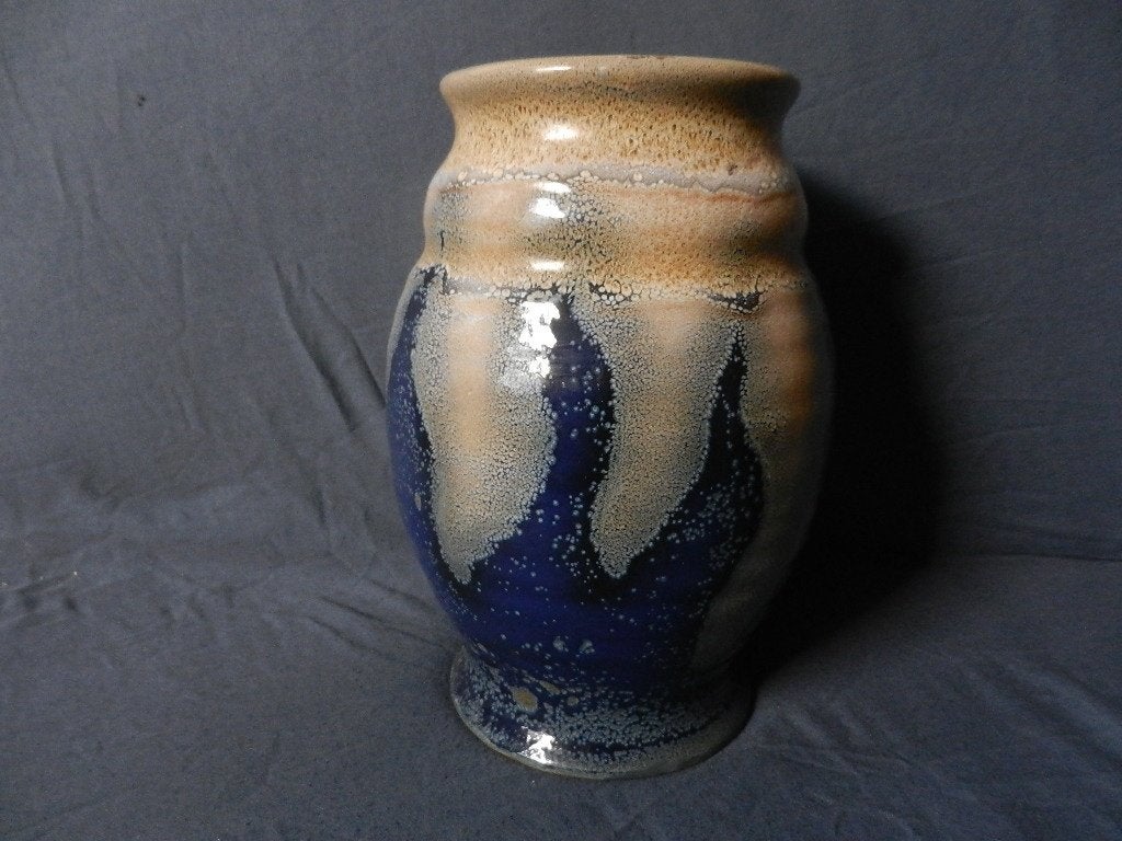 Grote plateel vaas decor Safier Kon. Zuid Holland Gouda h 26, Ophalen of Verzenden