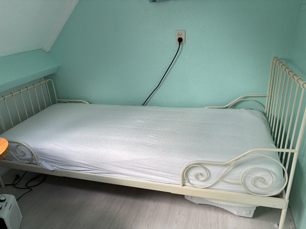Meegroei kinderbed wit+lattenbodem+matras 80x200 cm, Gebruikt, 70 tot 85 cm, 180 cm of meer, Ophalen