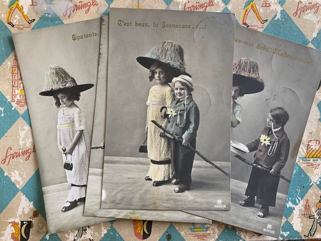 4x Jongen en meisje (CC), Ophalen of Verzenden, Voor 1920, Gelopen, Kinderen