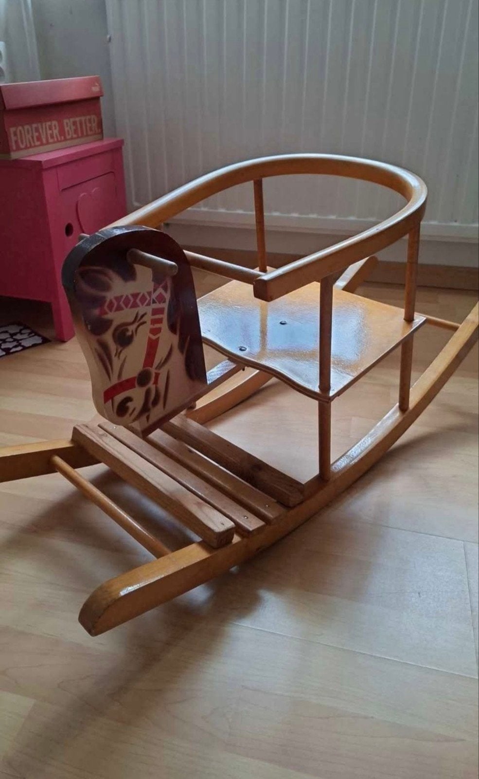 Gratis houten hobbelpaard met zitje, Ophalen
