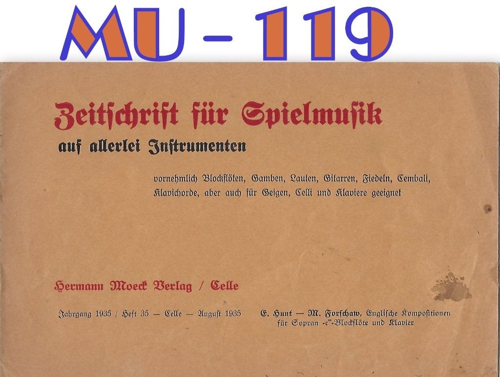 MU-119 Blokfluit bladmuziek --oud muziek tijdschrift, Gebruikt, Klassiek, Ophalen of Verzenden, Blokfluit