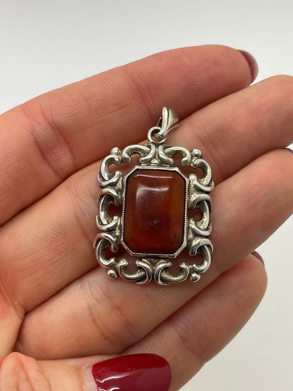 G491 Prachtige zilverem art deco hanger, Ophalen of Verzenden, Zilver, Hanger