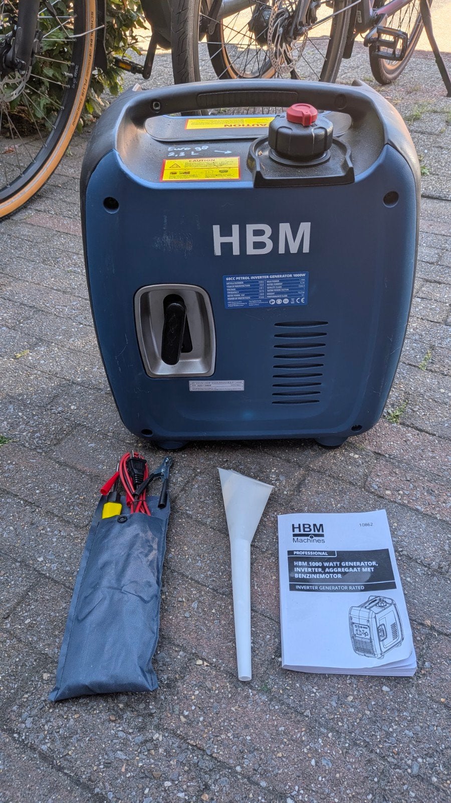 HBM 60cc 1000Watt inverter aggregaat., Benzine, Ophalen of Verzenden, Zo goed als nieuw, Geluidgedempt