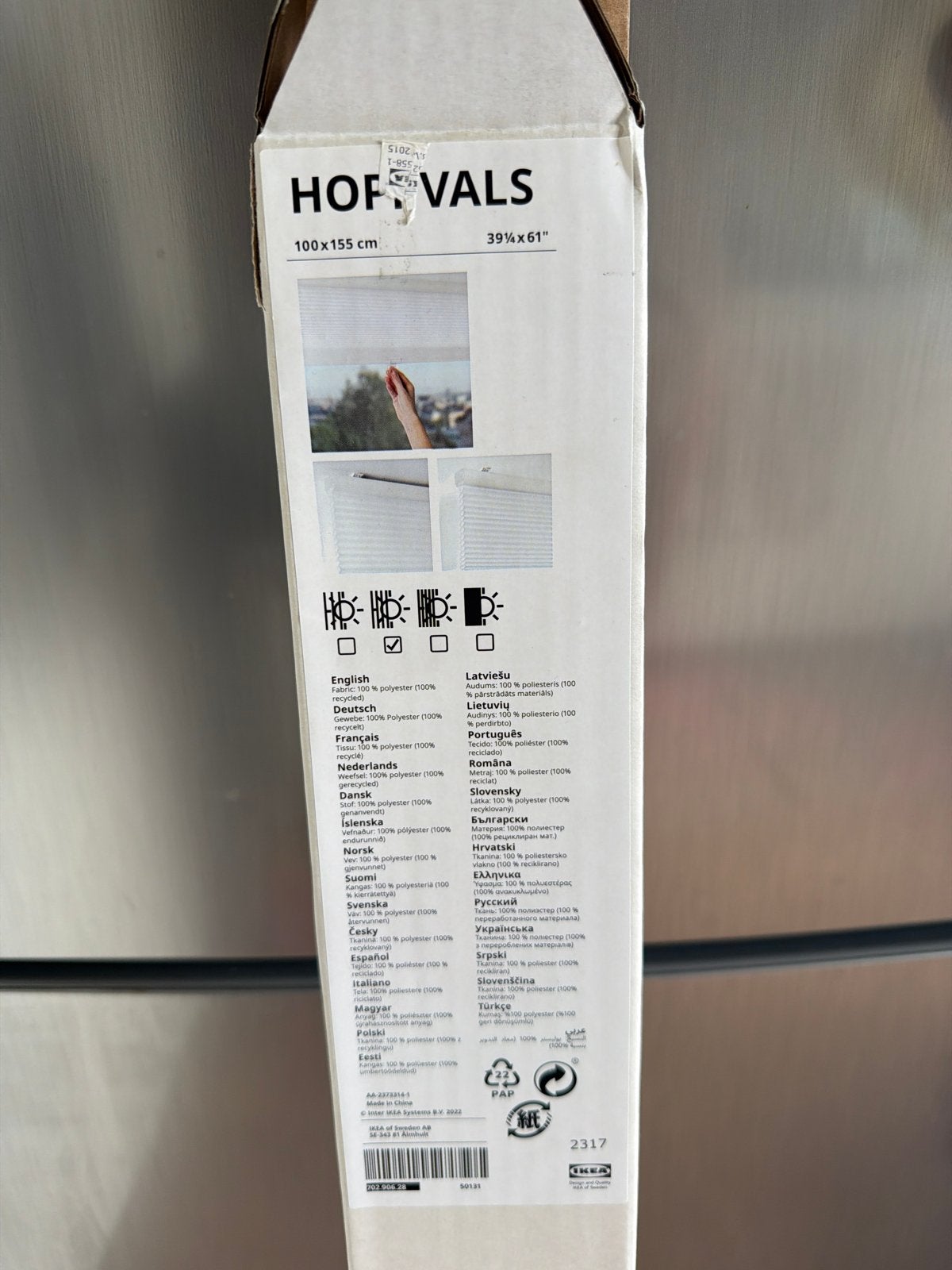 IKEA HOFVALS Plisségordijn Wit 100x155 cm, Wit, Nieuw, Ophalen of Verzenden, Lichtdoorlatend