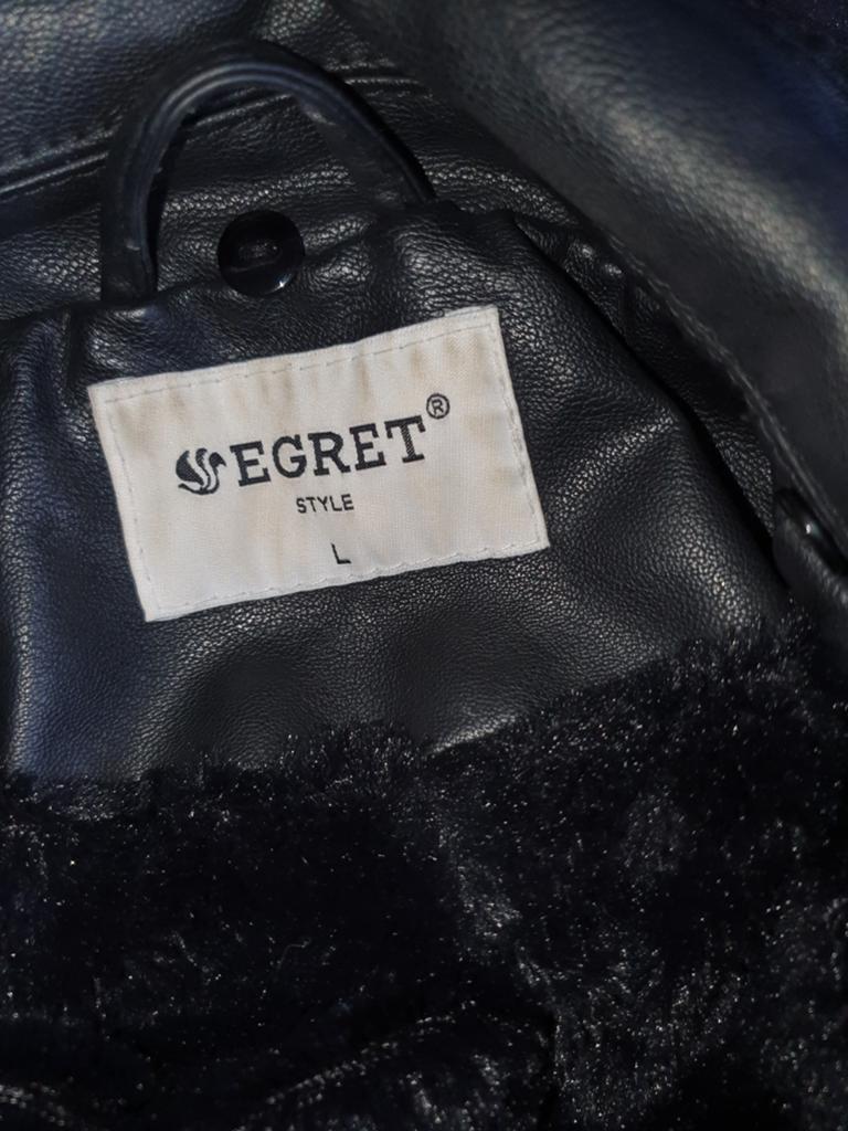 Zwart leren jack met teddy voering - Maat L, EGRET STYLE, Zwart, Maat 42/44 (L), Ophalen of Verzenden