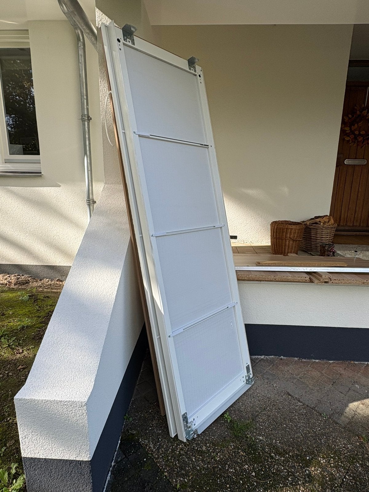 Set schuifdeuren voor Pax 150cm wit glas en spiegel, Ophalen, Gebruikt, 100 tot 150 cm, 200 cm of meer