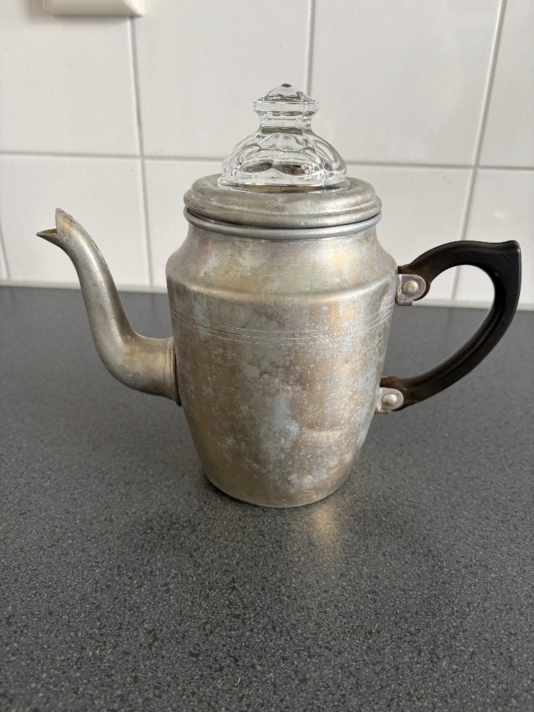 Vintage kleine koffiepot met percolator, Antiek en Kunst, Ophalen of Verzenden