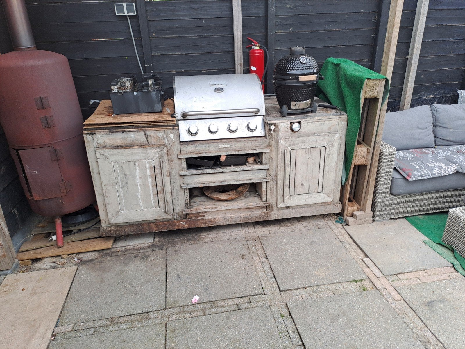 Buitenkeuken met IKEA inductie en gaspit, Ophalen, Gebruikt, Gas, Inbouw