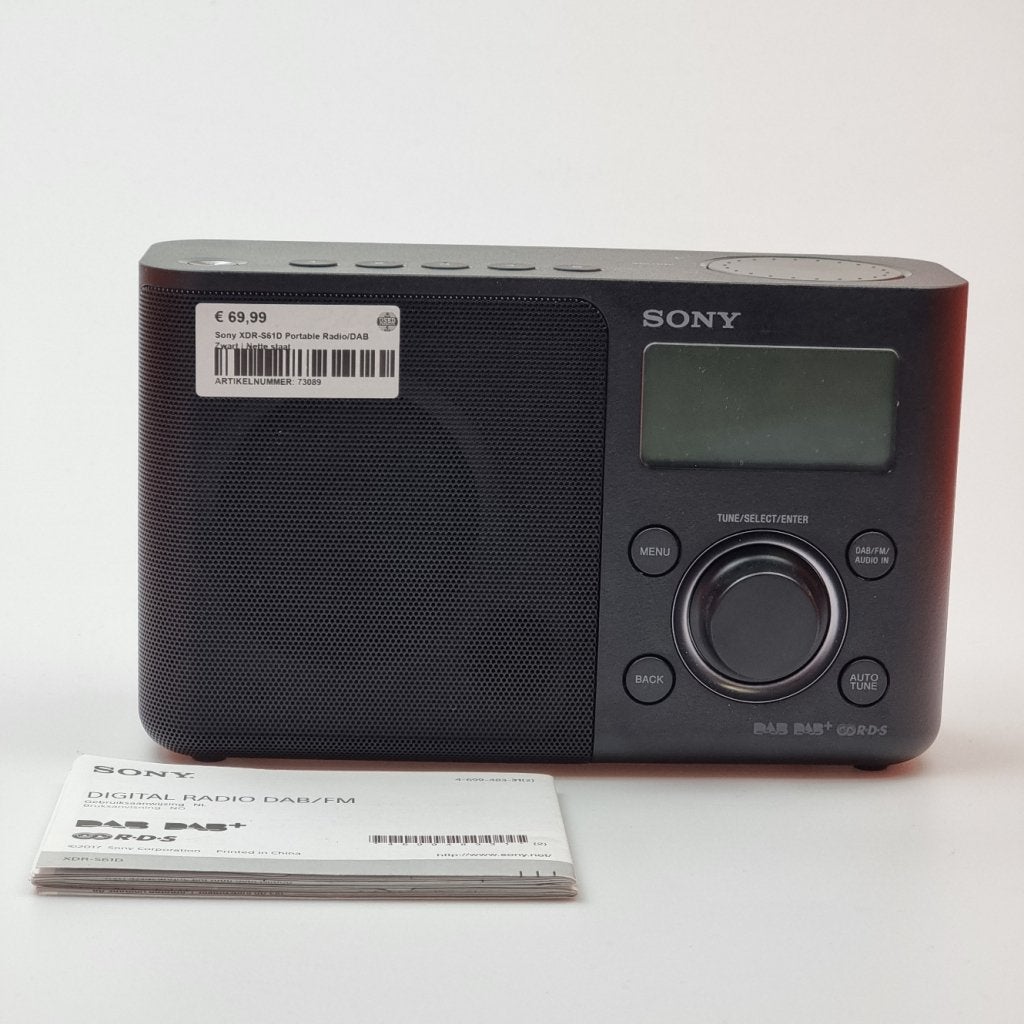 Sony XDR-S61D Portable Radio/DAB Zwart | Nette staat, Sony, Gebruikt, Support@sony.com, 1-7-1 Konan, Minato-ku
Tokyo 108-0075
Japan