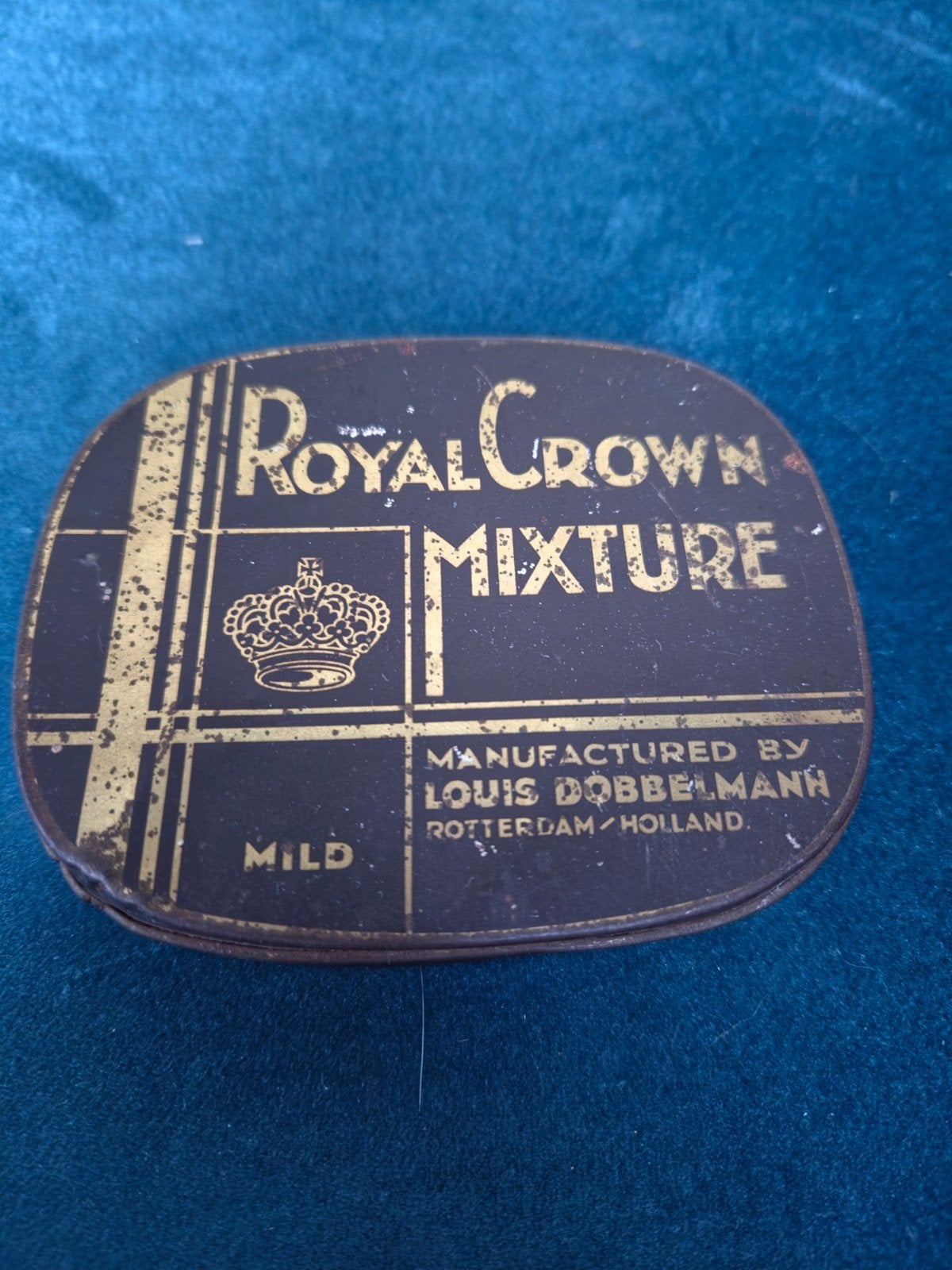 Vintage tabaksblik Royal Crown Mixture Louis Dobbelmann, Verzamelen, Ophalen of Verzenden, Sigarenbandjes