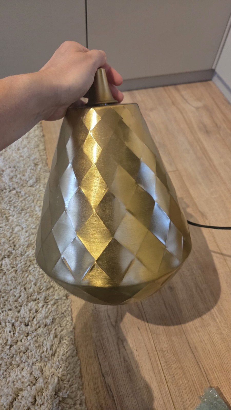 2 Gouden hanglamp en 2 wandlamp set, Metaal, Ophalen of Verzenden, Zo goed als nieuw, Goud