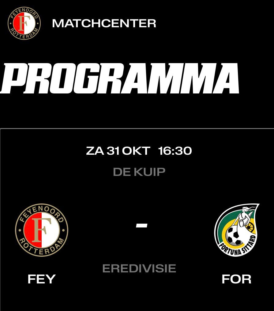 Feyenoord -fortuna Sittard, Seizoenskaart, Drie personen of meer, Oktober