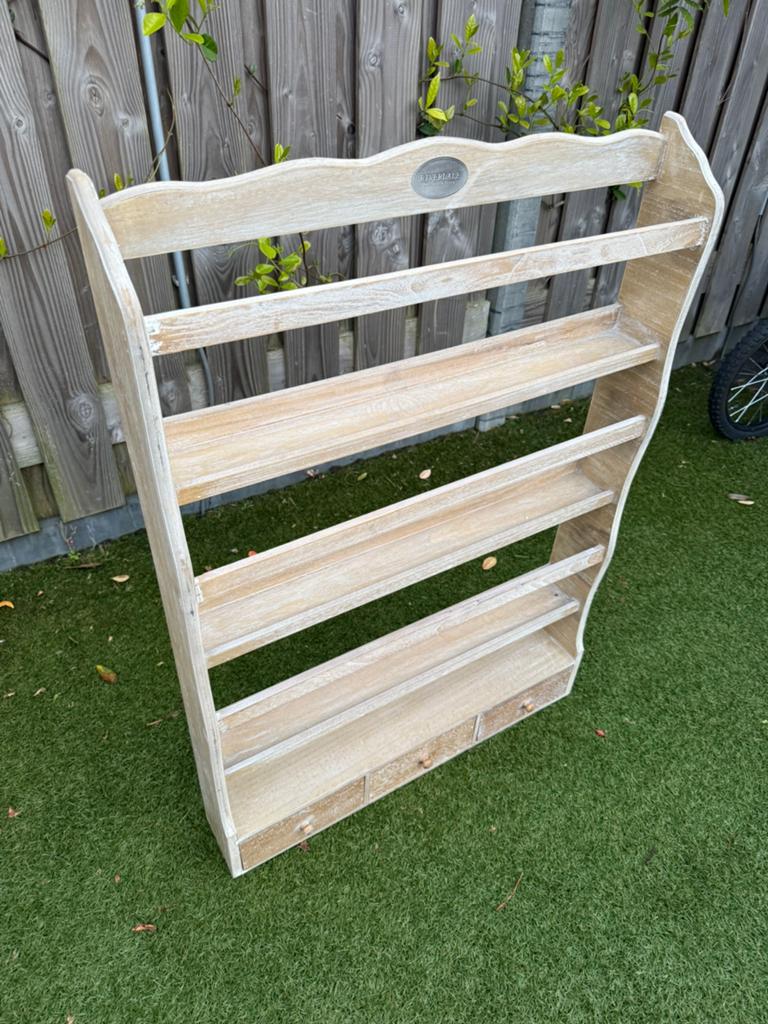 Riverdale bordenrek / wandrek van hout, Ophalen, Gebruikt, 100 tot 150 cm, 50 tot 100 cm