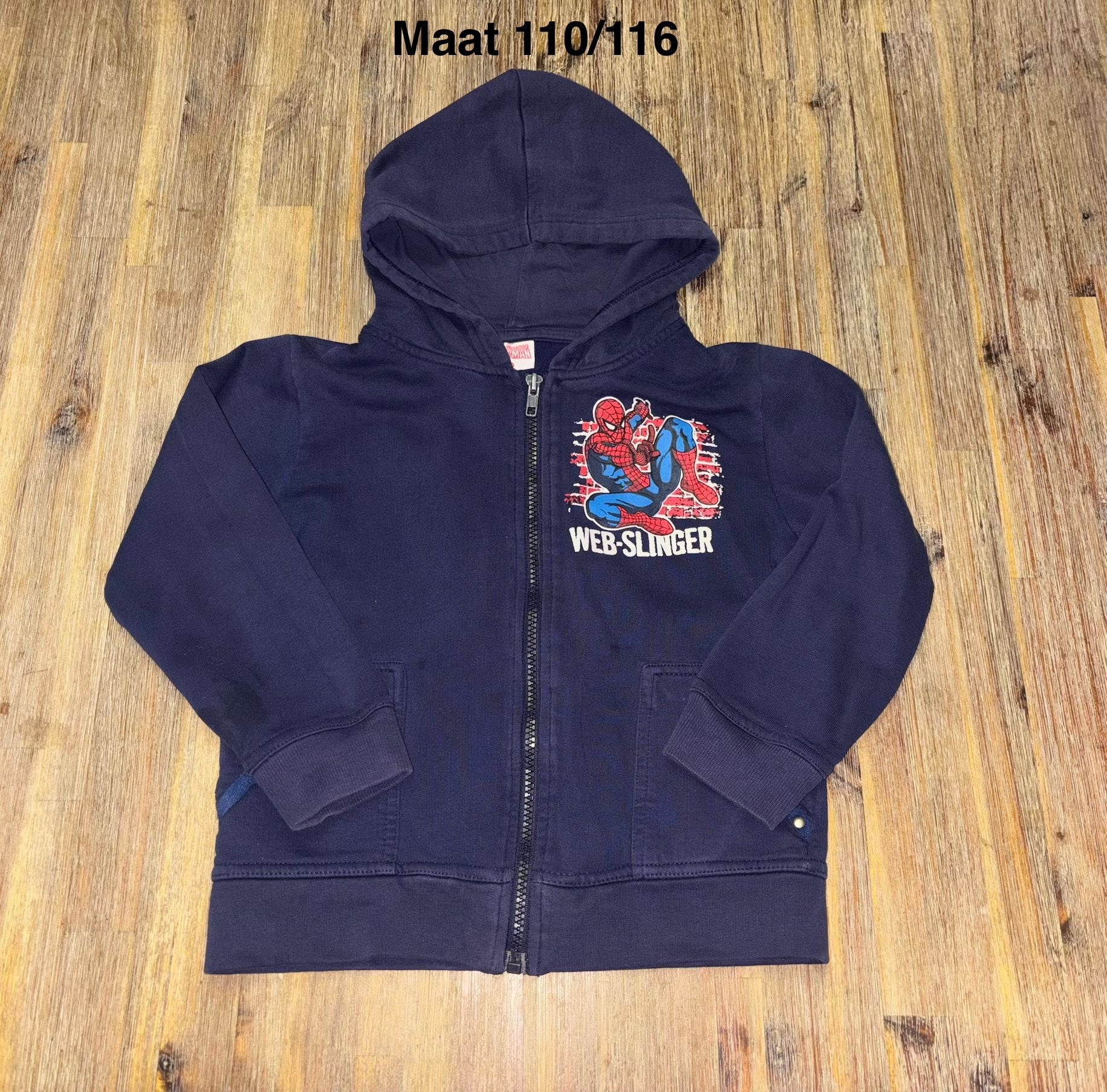 Donkerblauw Spiderman vest maat 110/116, Ophalen of Verzenden, Zo goed als nieuw, Jongen, Trui of Vest